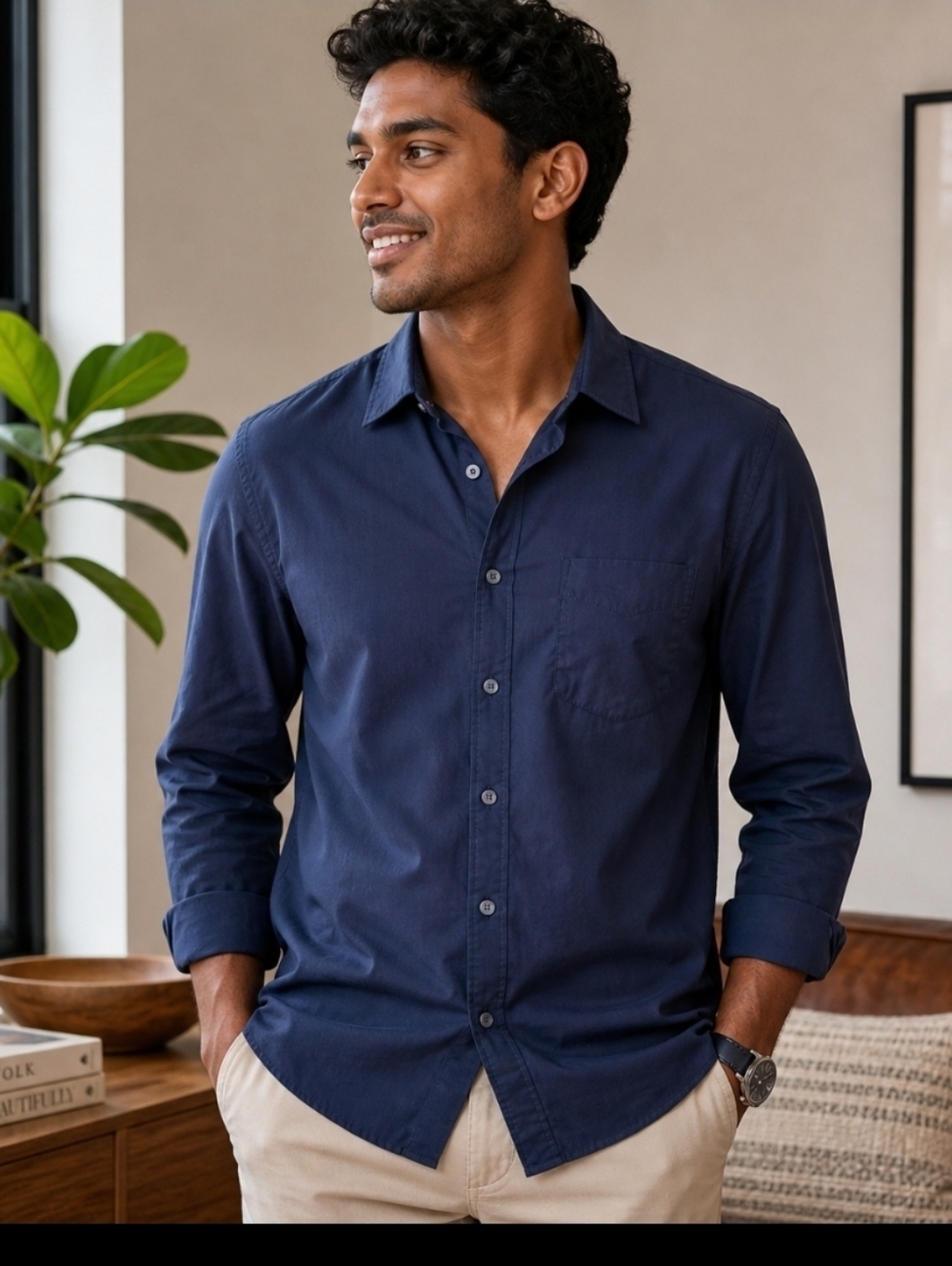 UNTUCKit Mens Sz Navy Large Blue Long Sleeve Button Down Shirt